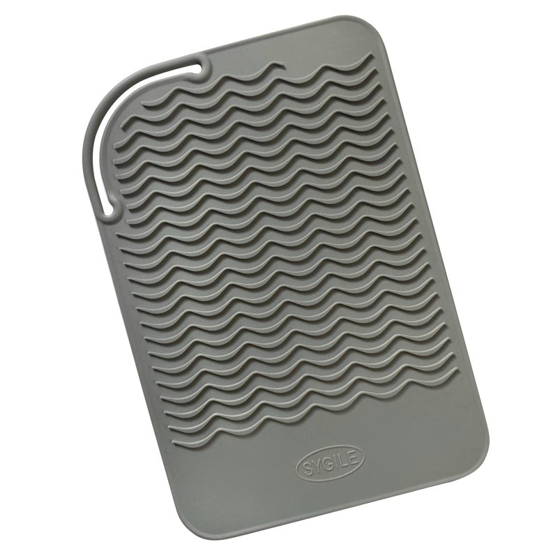 Sygile 11"" X 7.5"" Larger Size Heat Resistant Silicone Travel Mat, Anti-Heat Pad For Hair Straighteners, Curling Irons, Flat Irons And Other Hot Styling Tools - Gray - Image 2